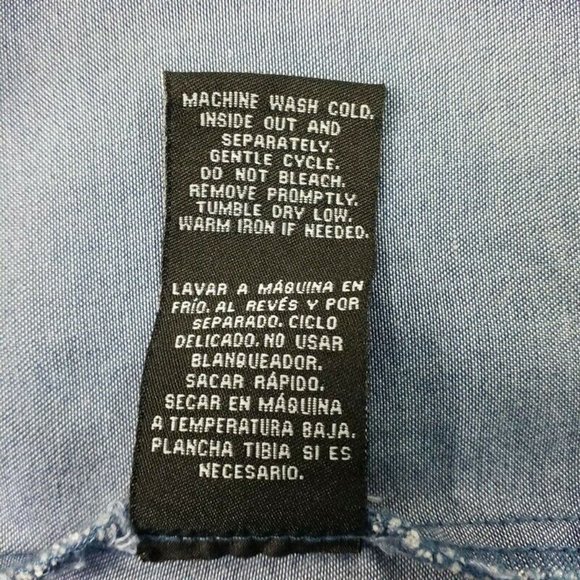 Zac And Rachel Blue Tencel Chambray 3/4 Ruffled Bell Sleeve Blouse Womens Large - Picture 10 of 11